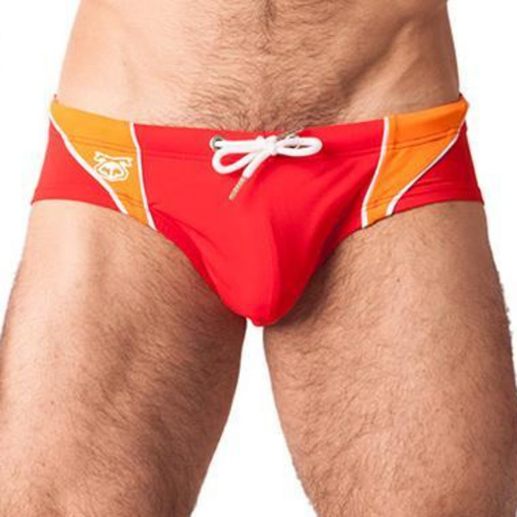 NASTY PIG Gutter Bikini Swim Briefs Red/Orange LRG - Picture 2 of 6
